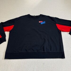 Nike Dri-Fit Sweatshirt Women's 1X Pullover Crewneck Black Red Swoosh Logos